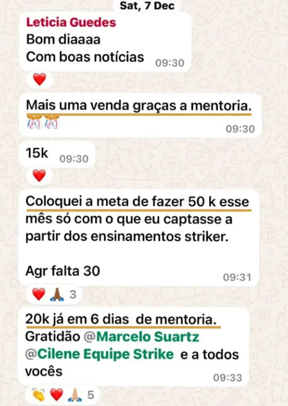 Aluna compartilha R$ 20 mil em seis dias de mentoria