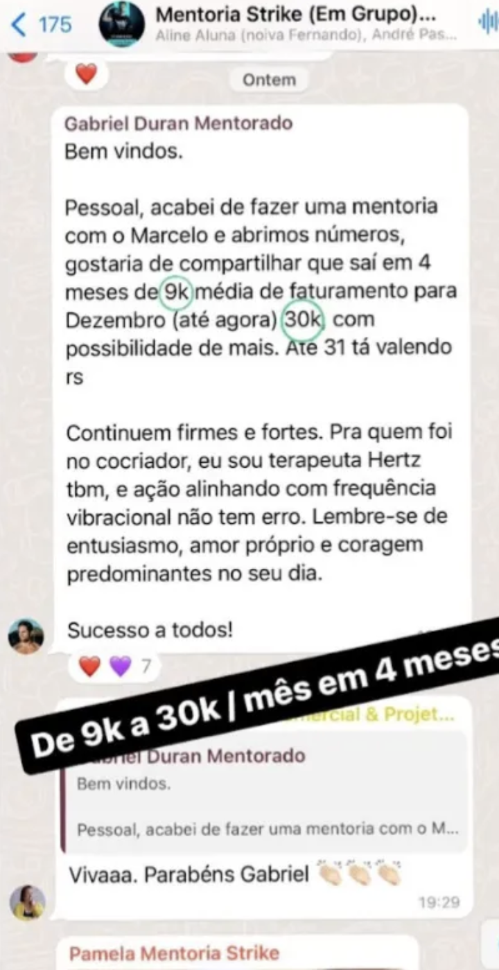 Aluno relata crescimento de R$ 9 mil para R$ 30 mil mensais